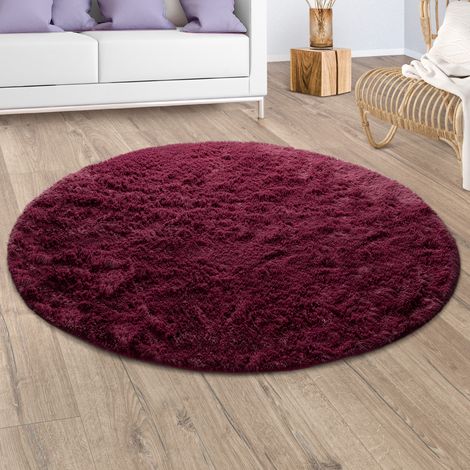 Paco Home Tappeto Salotto Pelo Lungo Shaggy Pelliccia Finta Morbido Viola Ø 200 cm tondo