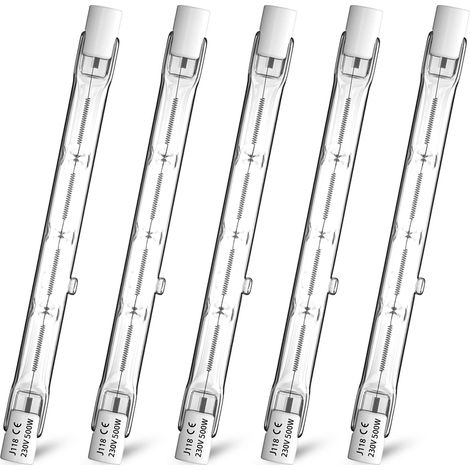 Ampoules Halogènes Linéaires R7s 118mm 500W 11000lm Blanc Chaud 2800K Type J Dimmable Projecteur Double Extrémité pour Plafonnier Éclairage Extérieur (1/5)