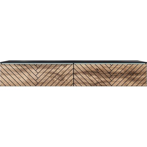 Mueble TV Sarasota 166, Grafito + Roble wotan, Número de puertas: 0, Número de cajones: 0, 180x30x33cm, LED