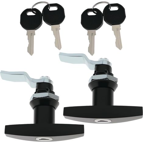 Lot de 2 Serrures de Porte à Poignée en T Verrou Rotatif à Poignée en T Chaque Serrure avec 2 Clés Modèle MS324-2 pour Armoire Boîte à Outils Porte de Remorque Camping-car Etc. (1/5)