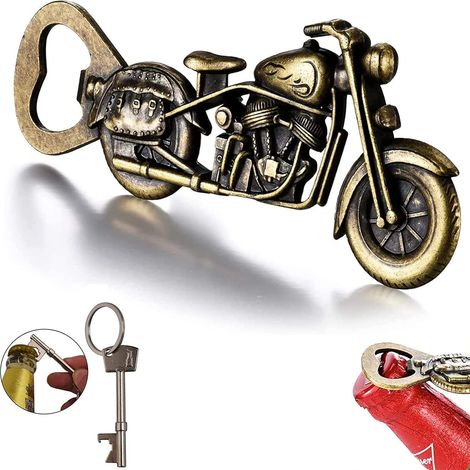 Cadeaux de bière pour hommes, ouvre-bouteille de moto vintage, ouvre-bière, ouvre-bouteille, cadeau de fête des pères, cadeaux d'amant de moto, avec 1 ouvre-bouteille porte-clés unique (1/5)