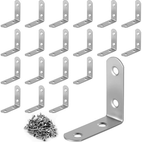 20 Raccords Angle Acier Inox 5x5cm, Connecteurs 90° Meubles Résistants (1/5)