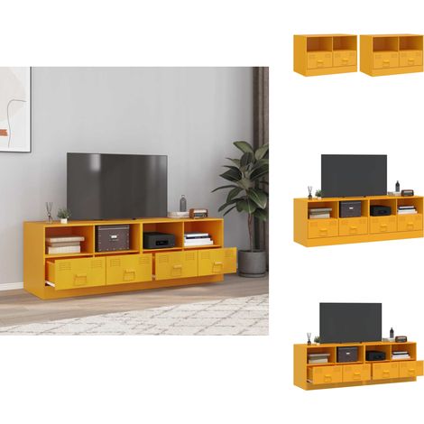Meubles TV 2 pcs jaune moutarde 67x39x44 cm acier - Meuble Tv - Meuble Tv Moderne - Meuble Tv Industriel - Buffet Tv - Banc Tv (1/5)