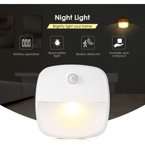 Lampe de chevet LED intelligente sans fil avec détecteur de mouvement, lampe de secours pour couloir, veilleuse à détecteur de présence, alimentée par piles (1/5)