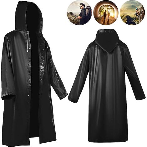 Rain Poncho - EVA Waterproof Reusable - Long Sleeve with Hood - Emergency Outdoor Raincoat for Adults - 2 Pack (1/5)