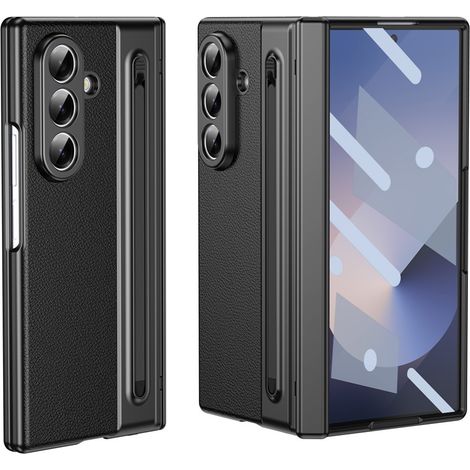 Custodia in pelle con vetro e stilo per Samsung Galaxy Z Fold 8 Ultra, nera (1/5)