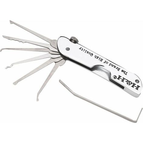 Trywise Clé pour cylindre et serrure,Ensemble De Crochetage De Serrure Pliable 7 En 1 Ensemble De Crochets De Verrouillage En Acier Inoxydable Avec Cle Kit 10.51.33.7 CM (1/4)