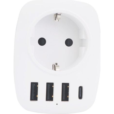 Adaptateur de voyage UK/Angleterre/France/UK avec 3 ports USB et 1 port Type-C, convertissant la prise européenne/française FR à deux broches en prise GB à trois broches, convient au Royaume-Uni, à l