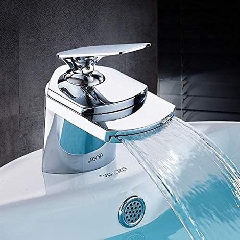 Pure copper kitchen and bathroom faucet, single hole, waterfall design, elegant and modern (1/5)