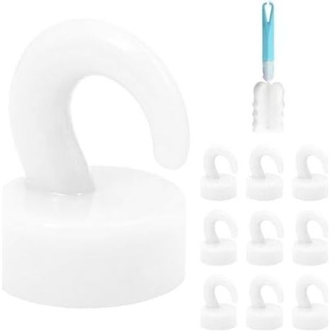 10 Stück Neodym-Magnethaken, 3 kg, 18 mm starke Magnethaken, Magnet mit starken, abnehmbaren Haken, magnetische Garderobe aus ABS-Kunststoff für Kühlschränke, Küche, Decke - (1/5)