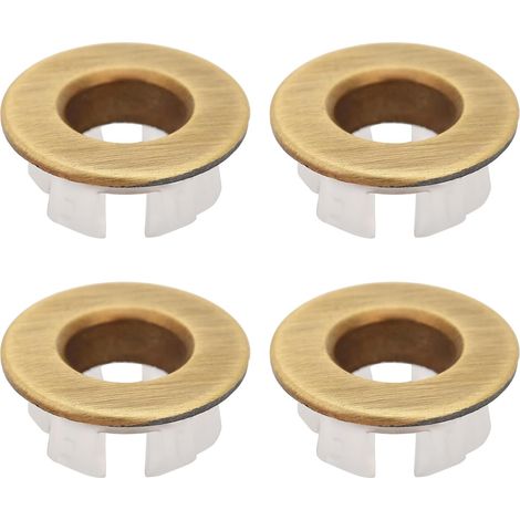 Lot de 4 Anneau de trop-plein, Laiton, Couvercle pour trou d'évier, Bronze, Remplacement salle de bain cuisine