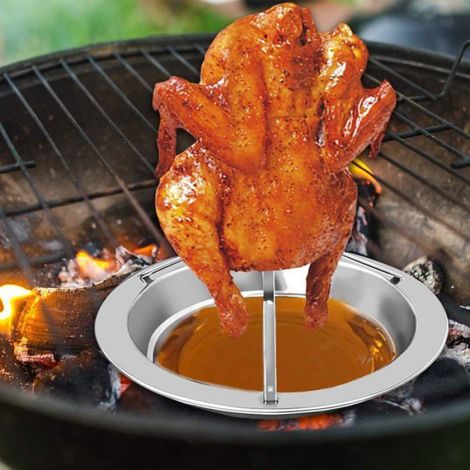 Grille de rôtissoire verticale en acier inoxydable pour poulet, plaque de cuisson, accessoires de barbecue antiadhésifs (1/4)