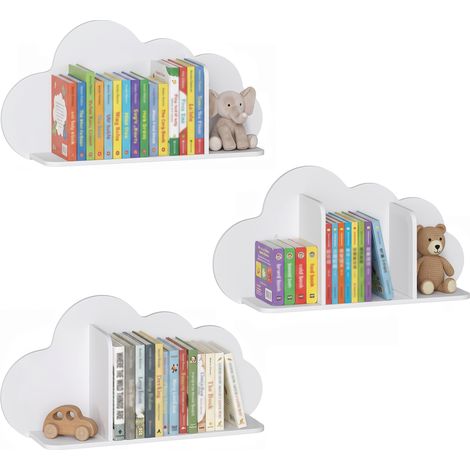 Lot de 3 étagères à livres murales pour enfant - AIYAPLAY - forme nuage - 3-8 ans - 60 x 30 x 15 cm - blanc (1/5)