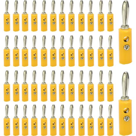 Connecteur Banane 4mm JT-002 Sans Soudure, Nouveau Type pour Instruments d'Enseignement, Jaune (1/5)