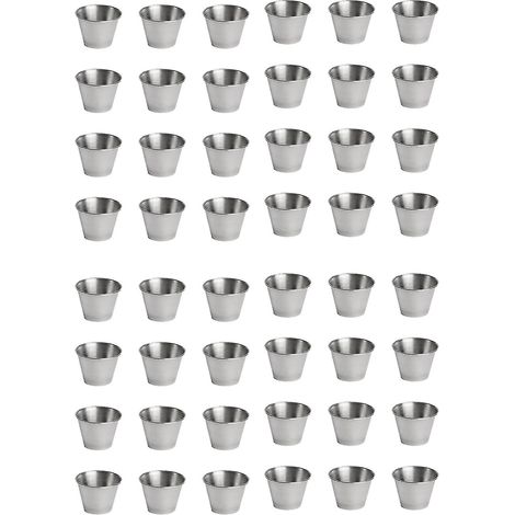 Lot de 48 coupelles à sauce en acier inoxydable, qualité professionnelle, ramequins à condiments. (1/5)