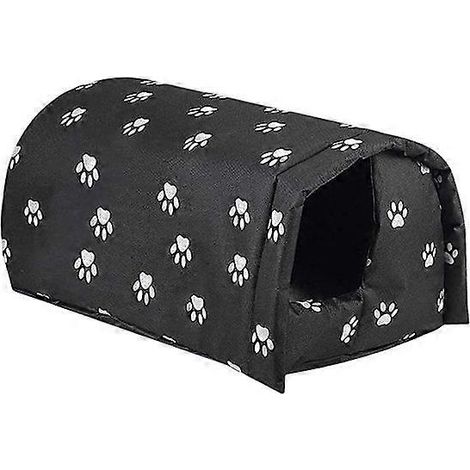 Niche extérieure imperméable et chaude pour chat, lavable et résistante aux intempéries, pour animaux de compagnie dispersés, noire (1/5)