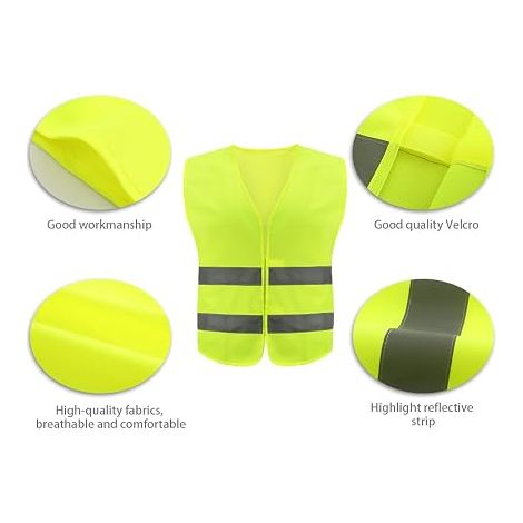 Gilet Réfléchissant pour Voiture, Gilet Reflechissant avec de Bandes Réfléchissantes, Gilet De Sécurité, pour Voiture, Chantier (1/4)