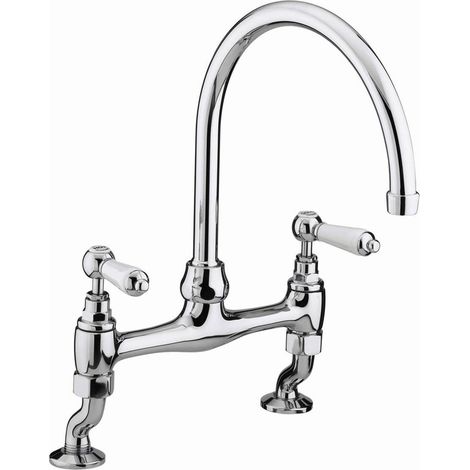 Bristan Renaissance Mono Kitchen Sink Mixer Tap Double Lever Chrome Deck Mounted (1/5)