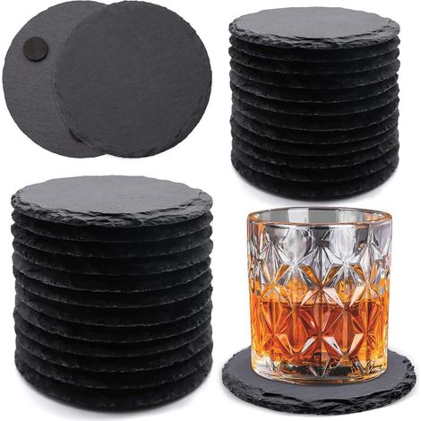 Getränkeuntersetzer Schiefer 10 cm Bar Küche 24 Stück Rund (1/5)