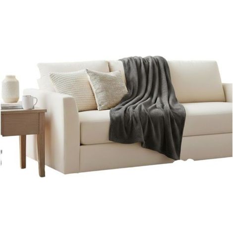 Plaid 130 x 180 cm Flanelle douceur Gris fonce (1/2)