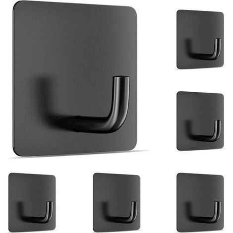 Stück selbstklebende Edelstahlhaken, Wandhaken ohne Bohren, Haken-Set zum Aufhängen von Bad-, Küchen-, Decken-, Wand-, Tür-, Bademantel- und Handtuchhaltern (Schwarz)