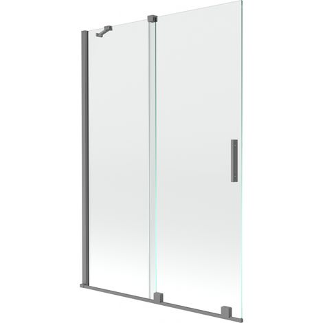 Mexen Velar paravento doccia a 2 ante scorrevoli 120 x 150 cm, trasparente, gun metal - 896-120-000-01-95 (1/2)