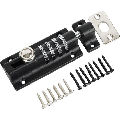 Serratura a combinazione, serratura a codice per porte, serratura a combinazione impermeabile a 4 cifre con viti di fissaggio di sicurezza per armadi, garage, capannoni, nera (1/4)