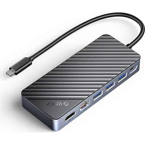 Docking station Orico OM28PR-G2 con porta USB-C, alloggiamento per unità M.2, 1 porta USB-A 3.2, 1 porta USB-C 3.2, 2 porte USB-A 2.0, 1 porta HDMI e 1 porta Ethernet - Nera. (1/5)