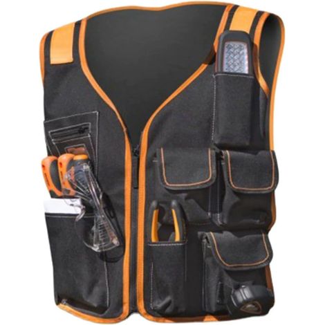 Gilet de travail léger, gilet porte-outils pour charpentiers, gilet à outils grande capacité, robuste et pratique, poches personnalisables (1/5)