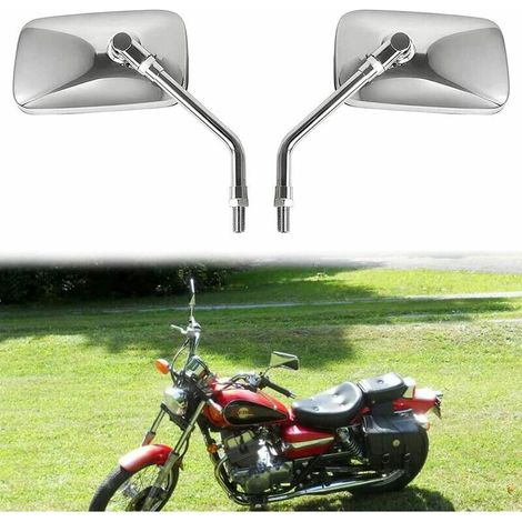 Chrome Motorcycle Mirrors, Universal 10mm Motorcycle Side Mirrors Handlebar Grip End Chrome Motorcycle Mirrors for H0NDA, Suzuk, Aprilia and Cruiser Scooter