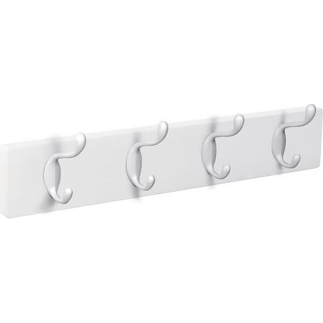Percha pared madera blanca 4 ganchos blancos nesu