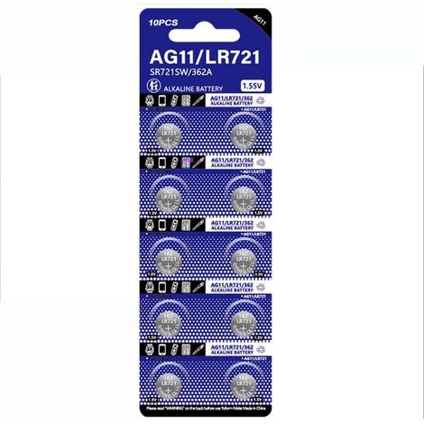10 Pack AG11 LR721 362 V362 D362 GP362 Alkaline Button Cell Battery (1/5)
