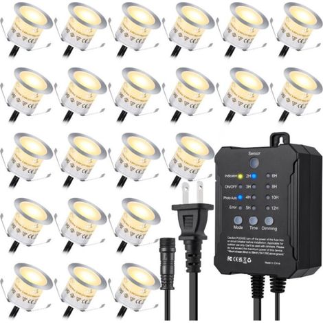 22 pcs éclairage LED encastré pour terrasse,IP67,12V,gradation (1/5)