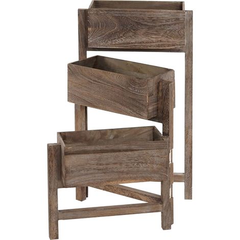 Scaffale per piante pieghevole portafiori altezza 65 cm stile vintage marrone 040005393