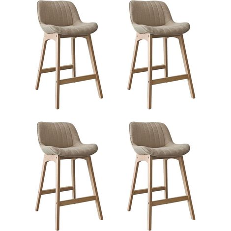 Set di sedie da bar e da isola in rovere con seduta in tessuto spugna MILK da 65 cm