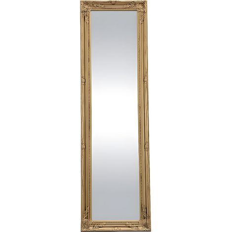 Specchio su piede con modanature Legno di Eucalipto H170 cm Dorato - HONORE