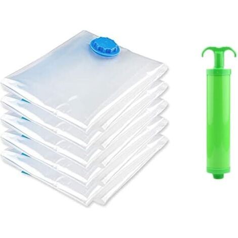 Autres rangements 8PCS Sacs de Rangement sous Vide Housses de Rangement Sous Vide Voyages Réutilisables --Sacs Compression pour Matelas,Vêtements,Couettes,Literie,Oreillers - Transparent- 60X40cm (1/5)