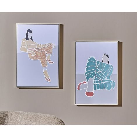 Abstraktes Gemälde Silhouetten von Frauen, profiliert, Ölgemälde mit Rahmen, 42x62 cm., 2er-Set, 42x62x4 cm. (1/3)