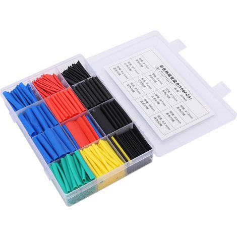 Lot de 560 gaines thermorétractables en nylon isolant, imperméables et colorées