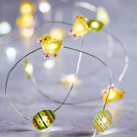Osterei & Küken Batteriebetriebene Mikro-LED-Innenleuchte mit Silberdraht