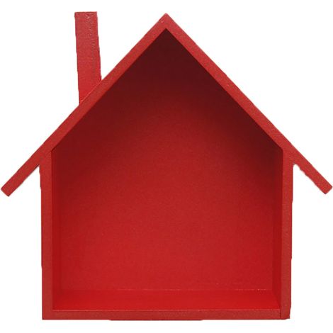 Étagère Murale En Forme De Maison - Rangement Décoratif Pour Salon Chambre Bureau - Couleur Jaune - Lot De 1 (1/2)