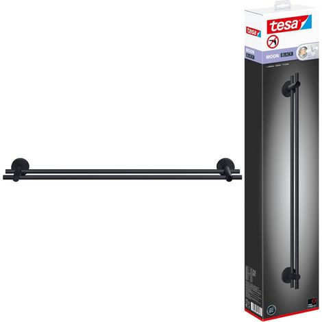 Tesa Moon Black porta asciugamani doppio nero opaco 64 cm
