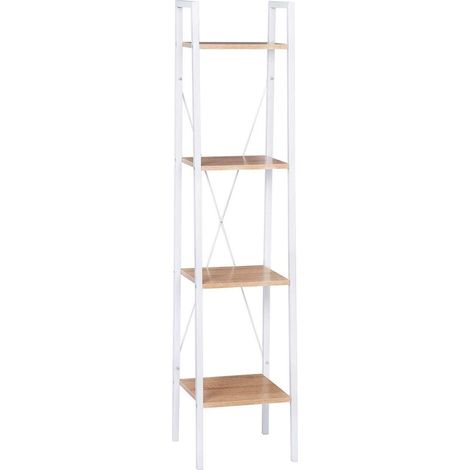Scaffale autoportante in metallo e legno con 4 ripiani bianchi 190000586