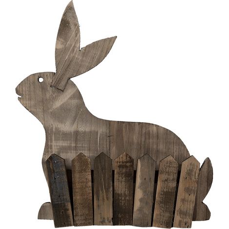 Cache-pot en Bois avec Décoration Lapin Porte-plante Rustique Intérieur Marron 31 x 12 x 36 cm - PANGIVO (1/5)