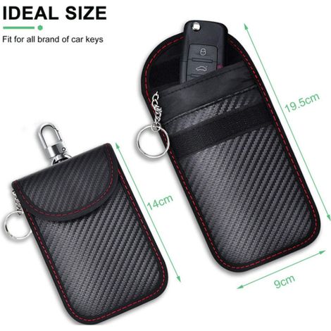 Etui Anti RFID Clé Voiture Signal Blocage Faraday Pochette Sac, Lot de 2 Pochettes Blocage Signal RFID pour Clé Voiture, Étui de Protection Anti RFID en Fibre de Carbone (1/4)