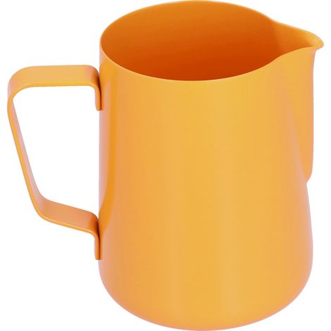 600-ml-Milchkännchen aus Edelstahl, Milchaufschäumkännchen mit spitzem Ausguss für Kaffee, Orange (1/5)