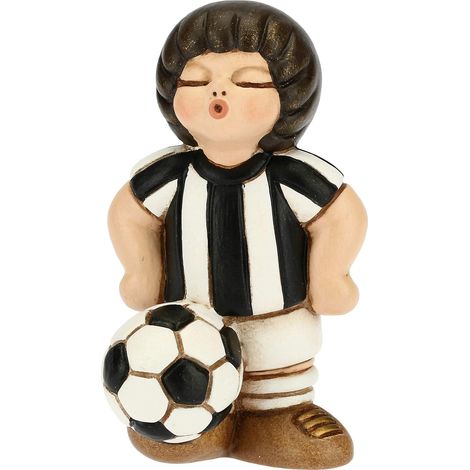 THUN - Soprammobile Bimbo Calciatore Bianco-Nero - Accessori Cameretta e Bomboniere - Linea Bomboniera - Formato Piccolo - Ceramica - 4,5 x 4,5 x 7 h cm (1/4)