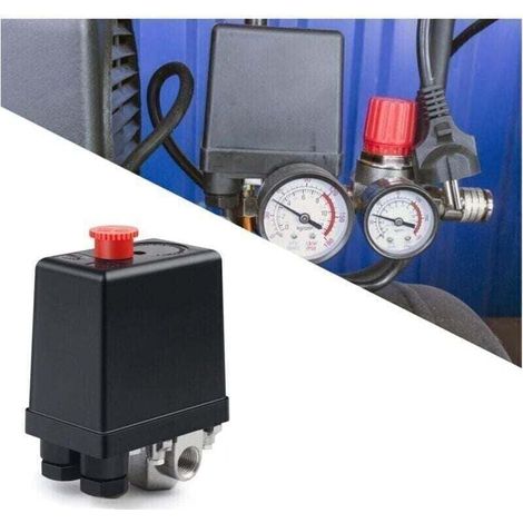Houhence – Soupape de compresseur d'air 220V – Pressostat automatique avec interrupteur – Réduction rapide de pression – Compatible avec compresseurs (1/5)