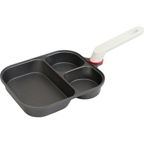 Sartén antiadherente de titanio, una sartén 3 en 1 para el desayuno, apta para placas de inducción y cocinas de gas. (1/4)