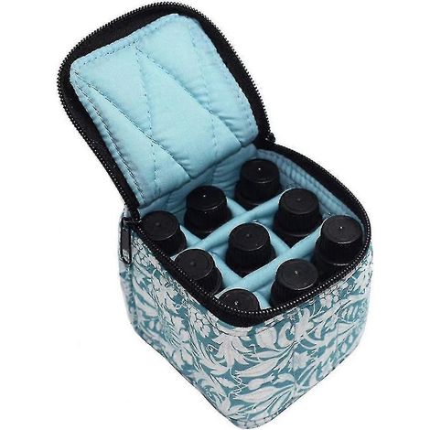 Stoßfeste Tragetasche für 9 Fläschchen ätherischer Öle, ideal für Reisen (blau).